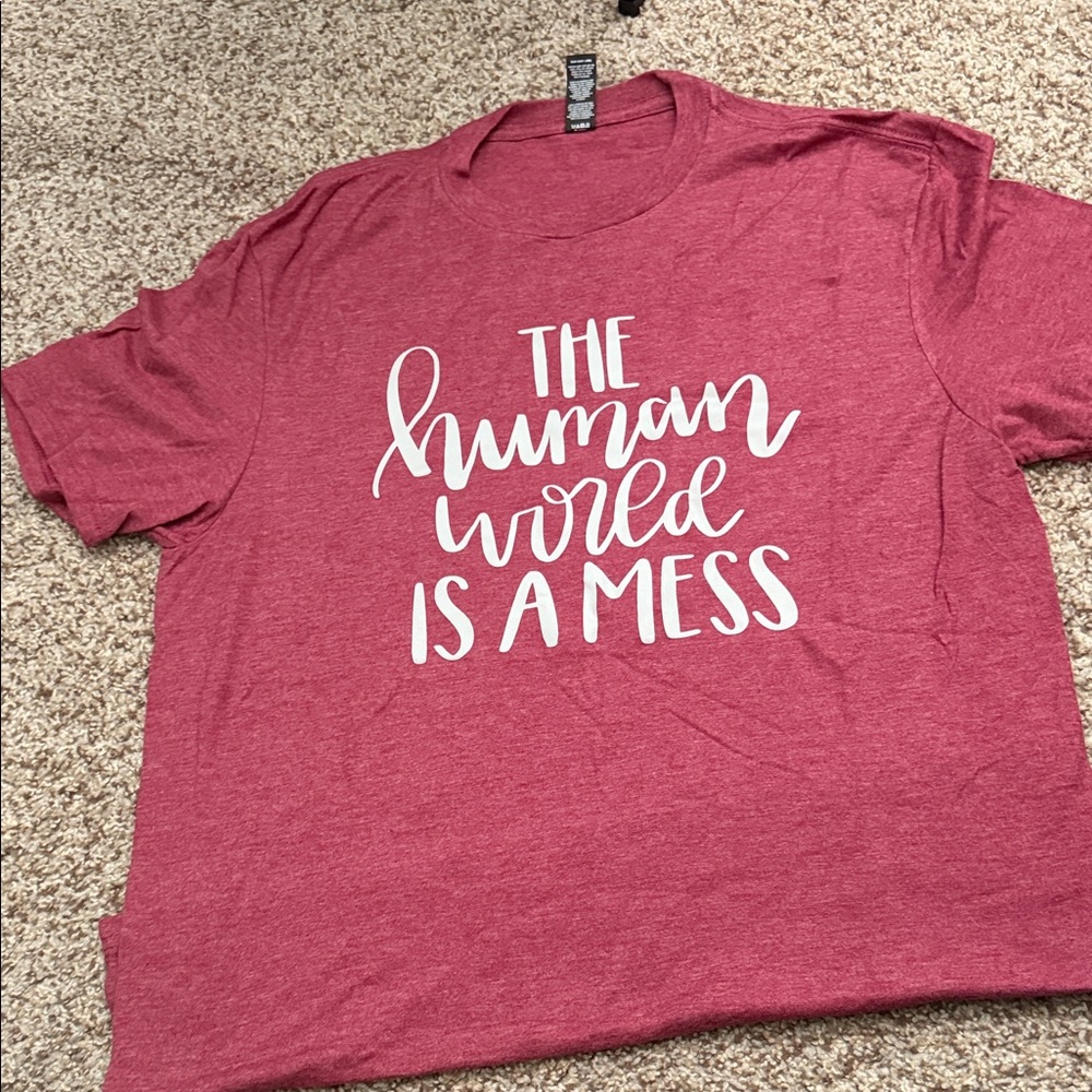 District Women's Short Sleeve Tee - Heather Red with White Script